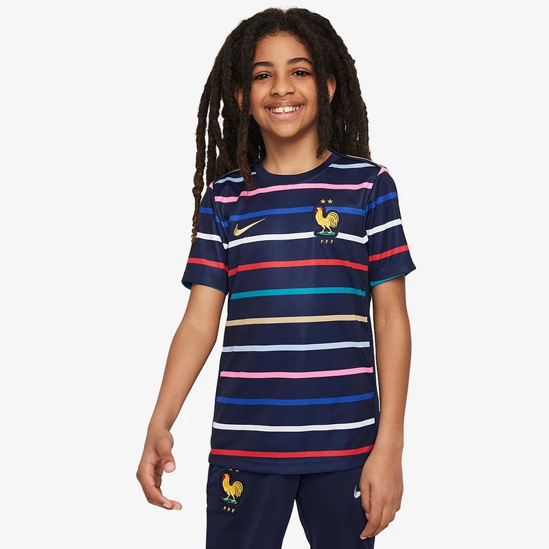 Camiseta Nike Francia 2024 Dri-FIT Academy Pro Pre-Partido MC Primera equipación Camiseta para niños