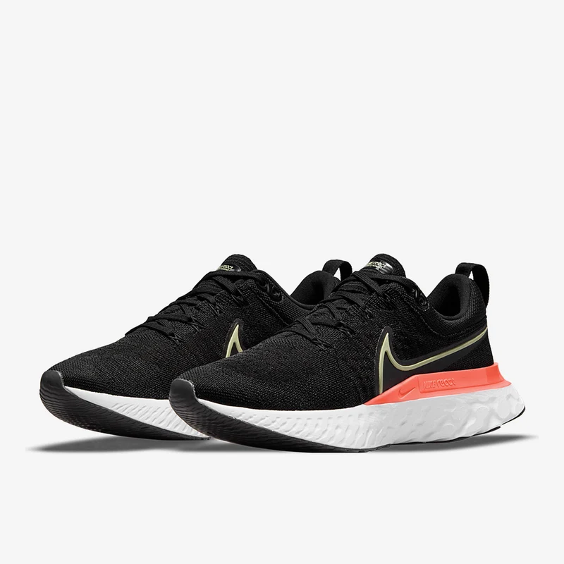 Nike React Infinity Run Flyknit 2 para mujer - Negro/Lima Hielo/Magic Ember/