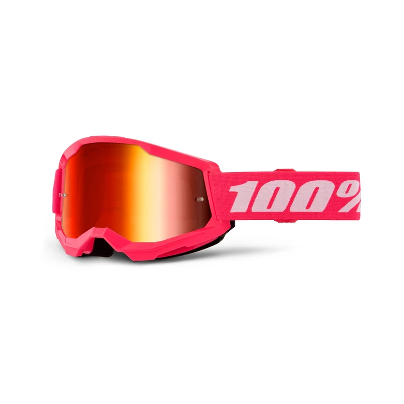 Goggle 100% Strata 2 Rosa Lente Rojo Espejo Niño