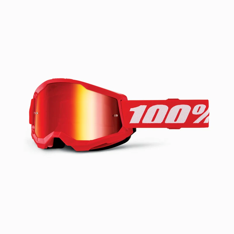 Goggle 100% Strata 2 Rojo Lente Rojo Espejo Niño