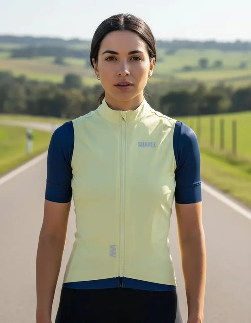 Chaleco Cortavientos de Ciclismo Mujer Barrier Yellow Pie