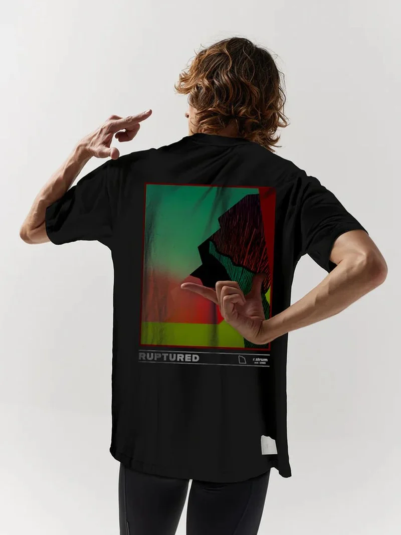 Camiseta Casual Hombre Oversized R.Strum x Givelo Negro