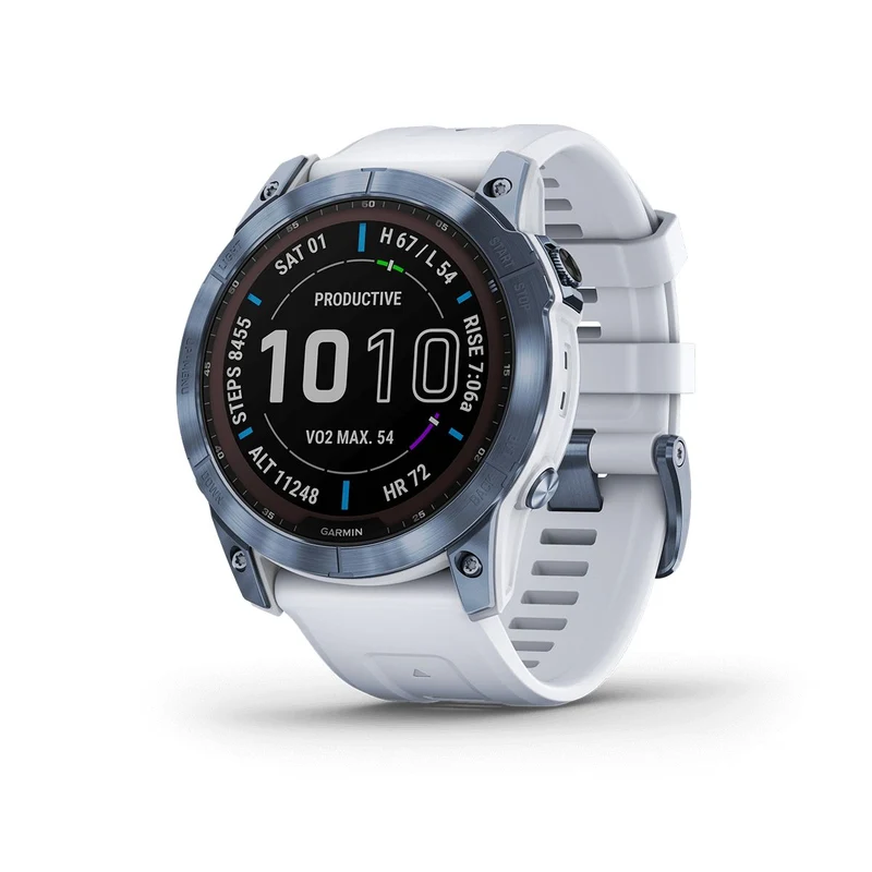 Reloj Fenix 7X Zafiro Solar Azul Mineral Con Banda Blanca