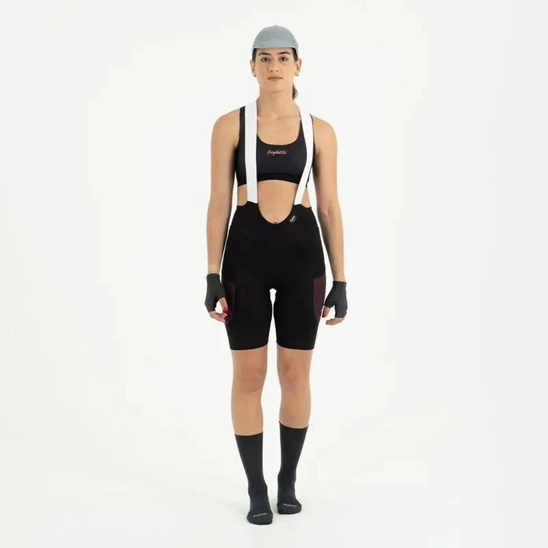 Pantaloneta de Ciclismo C/T Safetti Mujer Evans Cargo Vino